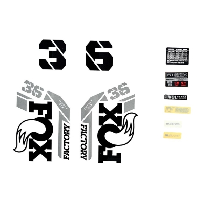 FOX Decal Kit: 2021 36 F-S Black Logo Shiny Orange Fork 0 (803-01-522)