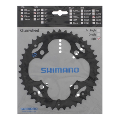 Priekinė žvaigždė Shimano FC-M410/415/341 black for chainguard 42T, Alivio
