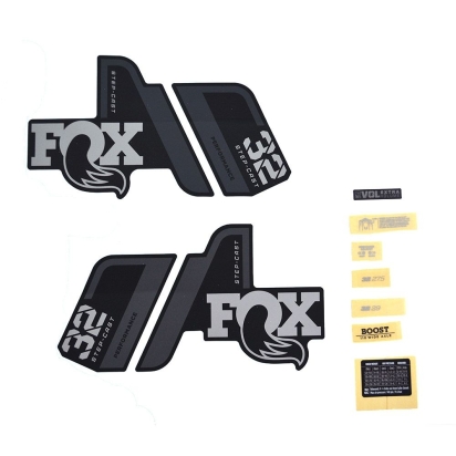 FOX Decal Kit: 2021 32 SC P-S Gray Logo Matte Black Fork 0 (803-01-505)