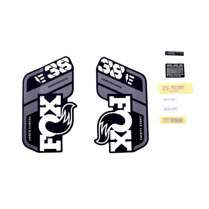 FOX Decal Kit: 2021 38 P-S E-Bike+ Gray Logo Matte Black Fork 0 (803-01-538)