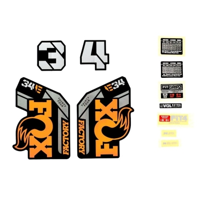 FOX Decal Kit: 2021 34 E-BIKE+ F-S Orange Logo Shiny Black Fork 0 (803-01-513)